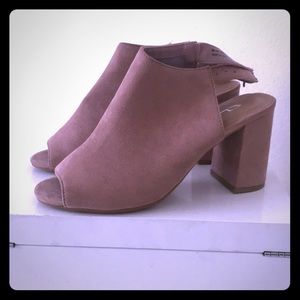 Blush suede slides